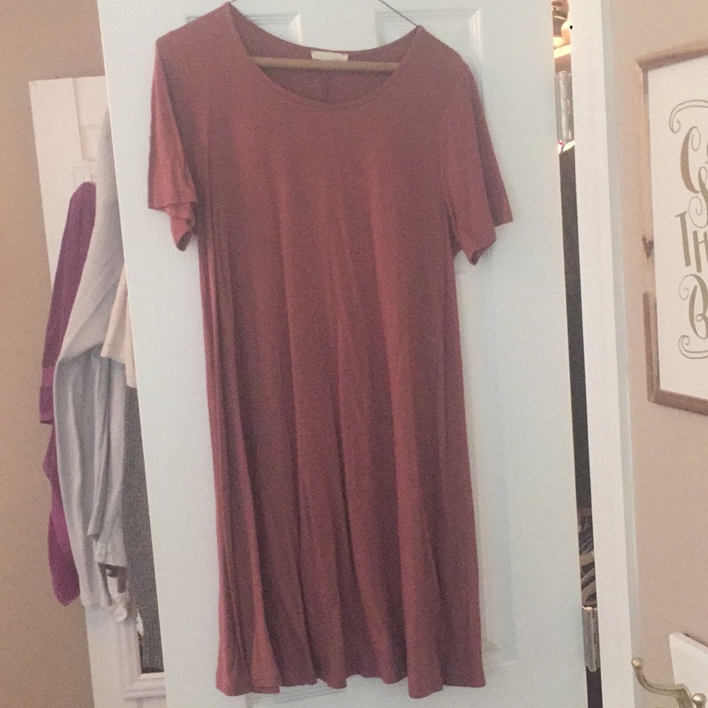Soft maroon T-shirt dress